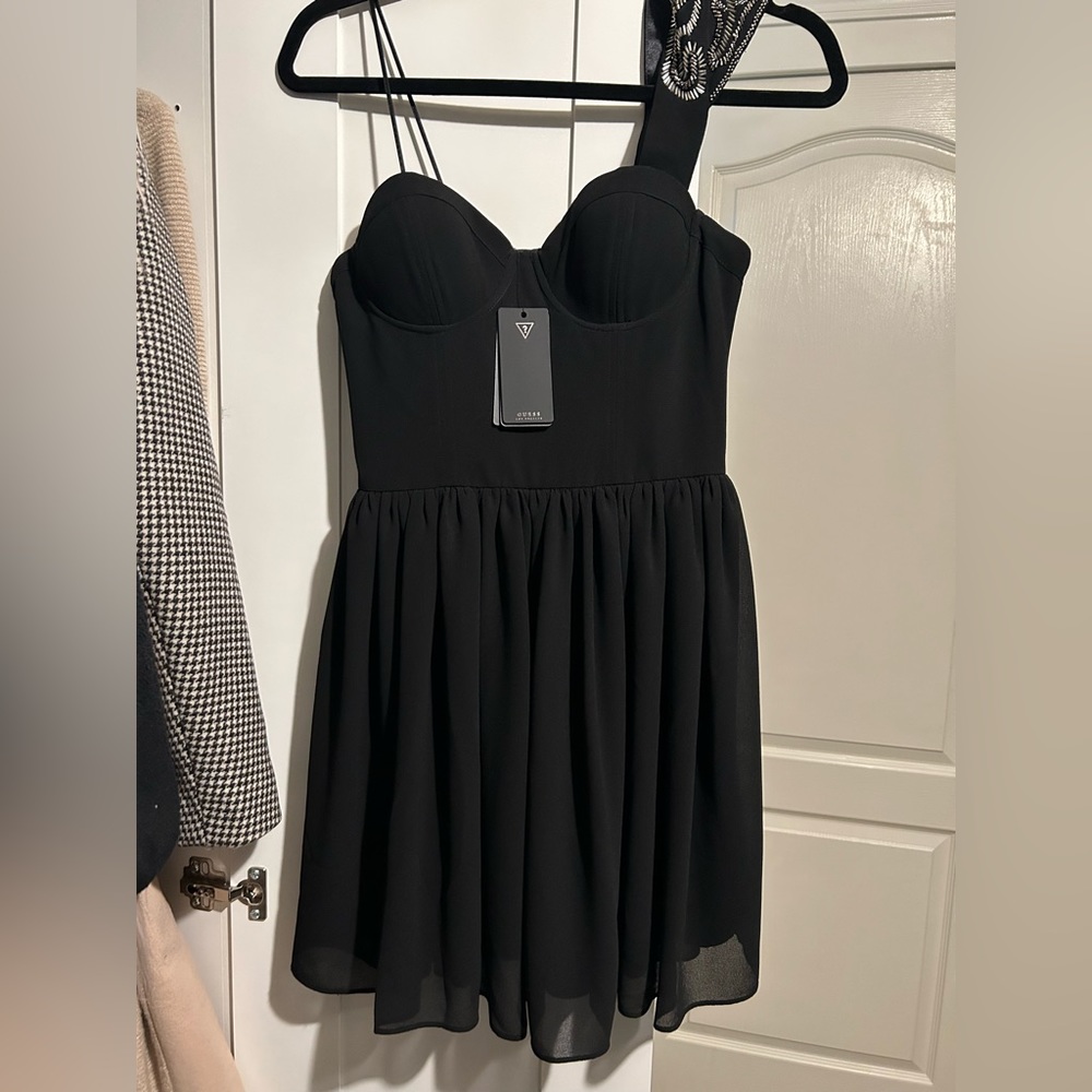 Guess NWT little black dress. Original price $118. One shoulder dress.